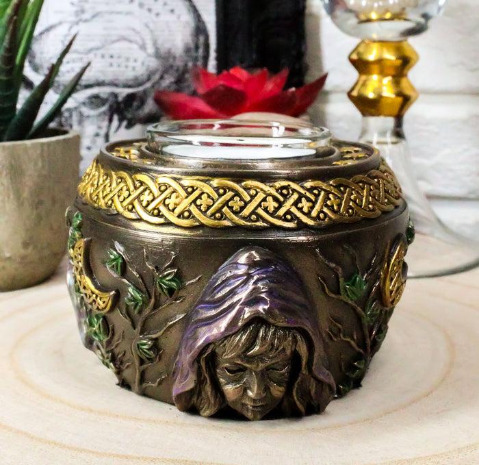 ebros gift Ebros Sacred Moon Triple Goddess Maiden Mother Crone Wicca Votive Candle Holder Statue