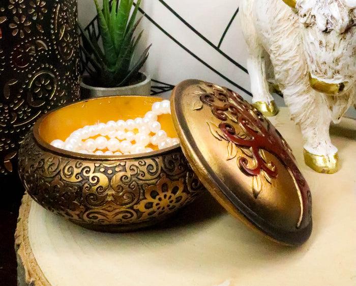 Ebros Gift Ebros Sacred Tree Of Life Yggdrasil Scroll Art Round Decorative Jewelry Box Figurine
