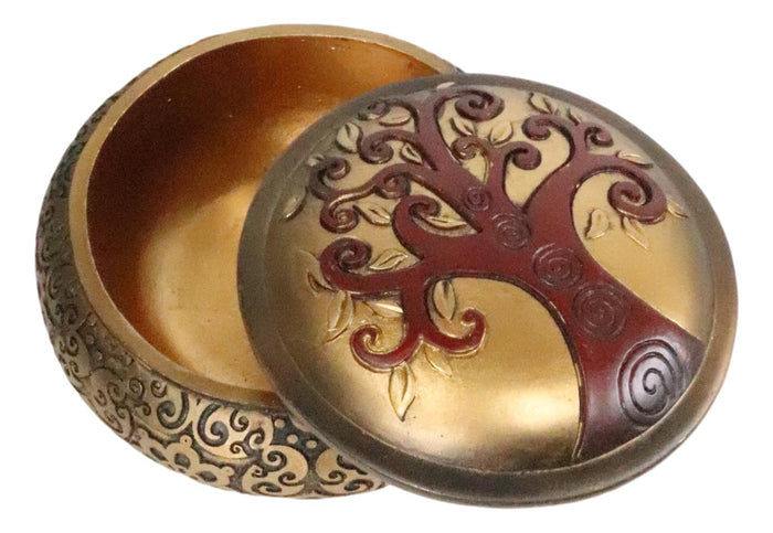 Ebros Gift Ebros Sacred Tree Of Life Yggdrasil Scroll Art Round Decorative Jewelry Box Figurine