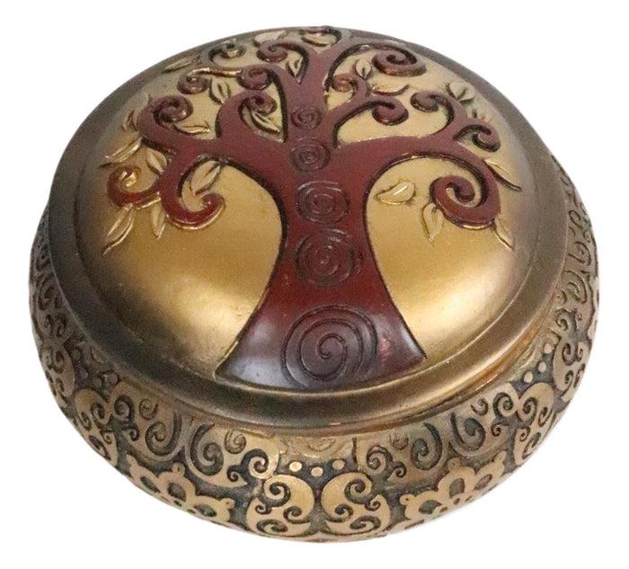 Ebros Gift Ebros Sacred Tree Of Life Yggdrasil Scroll Art Round Decorative Jewelry Box Figurine