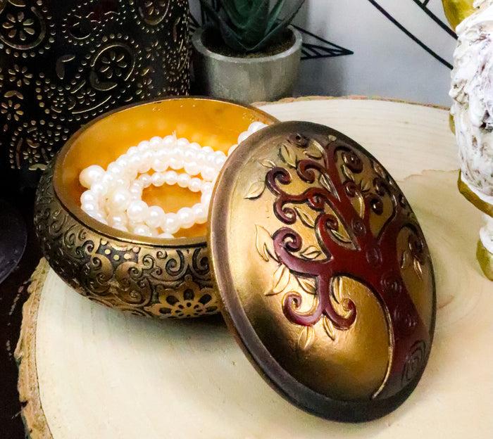 ebros gift Ebros Sacred Tree of Life Yggdrasil Scroll Art Round Decorative Jewelry Box Figurine