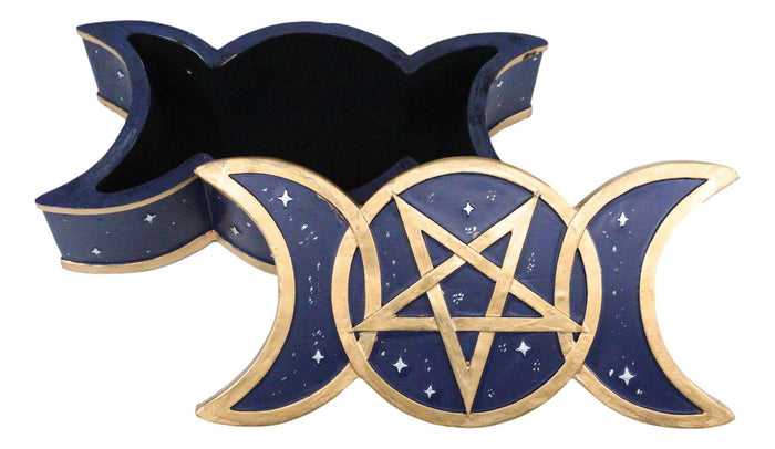 Ebros Gift Ebros Sacred Triple Moon Goddess Mother Maiden Crone Jewelry Box 6.25"W