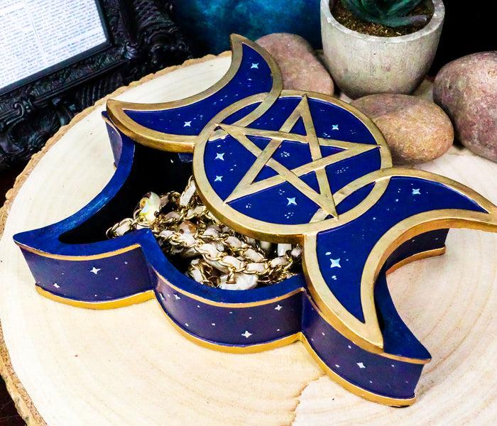 ebros gift Ebros Sacred Triple Moon Goddess Mother Maiden Crone Jewelry Box 6.25"W