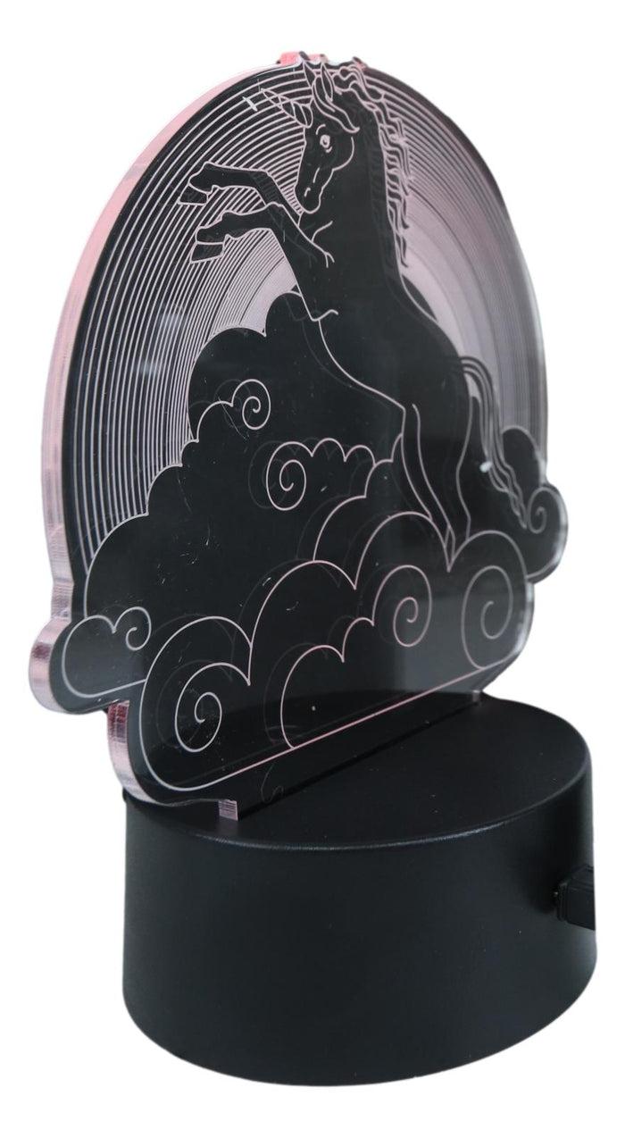 Ebros Gift Ebros Sacred Unicorn Riding Night Clouds Acrylic Panel Colorful LED Night Light