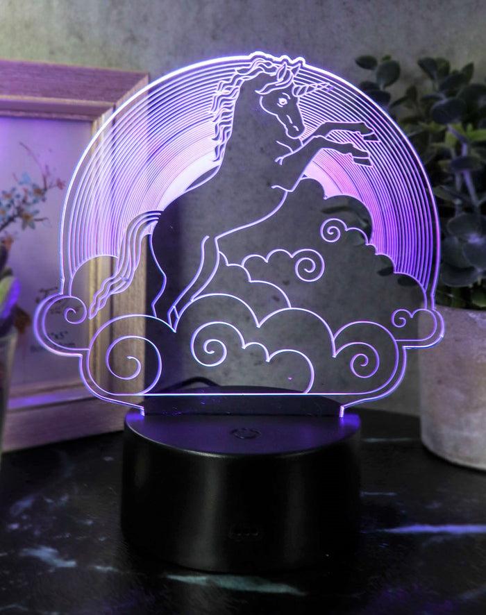 ebros gift Ebros Sacred Unicorn Riding Night Clouds Acrylic Panel Colorful LED Night Light