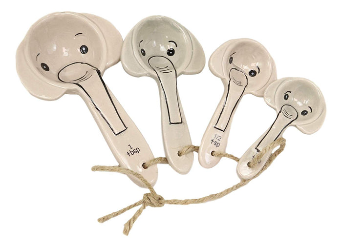Ebros Gift Ebros Safari Animal Kingdom Elephants Face And Trunk Shaped Ceramic Stackable Measuring Spoons Set Of 4 Tablespoon And Teaspoons Baking And Cooking Decorative Kitchen Essentials For Women Chefs Cooks