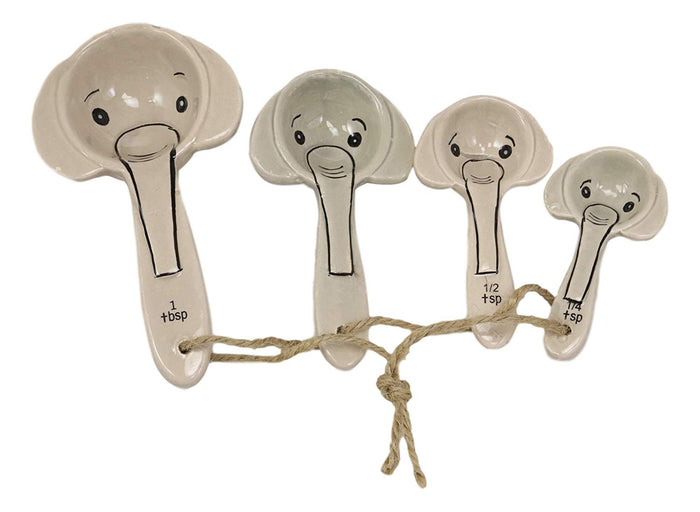 ebros gift Ebros Safari Animal Kingdom Elephants Face And Trunk Shaped Ceramic Stackable Measuring Spoons Set of 4 Tablespoon And Teaspoons Baking And Cooking Decorative Kitchen Essentials For Women Chefs Cooks