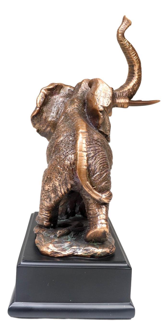Ebros Gift Ebros Safari Elephant Trumpeting Bronze Electroplated Figurine With Base 10.75"H