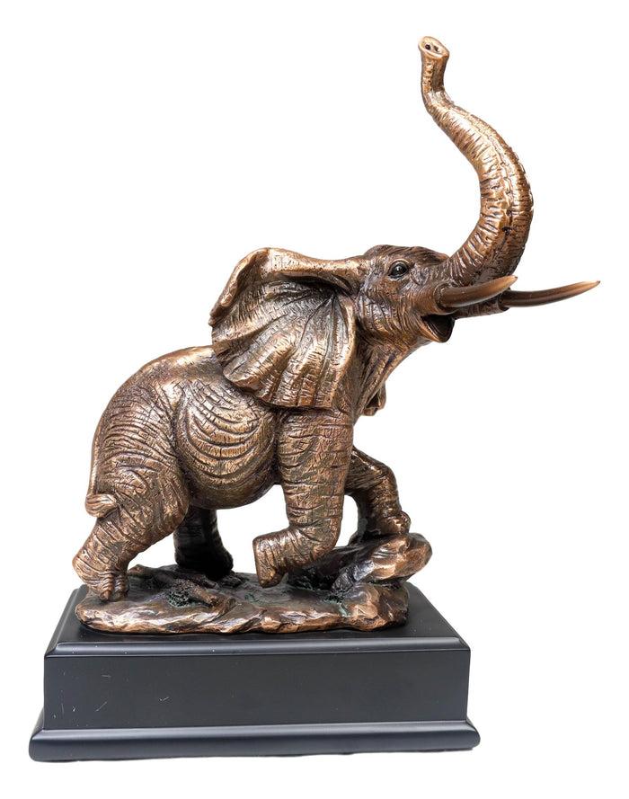 Ebros Gift Ebros Safari Elephant Trumpeting Bronze Electroplated Figurine With Base 10.75"H