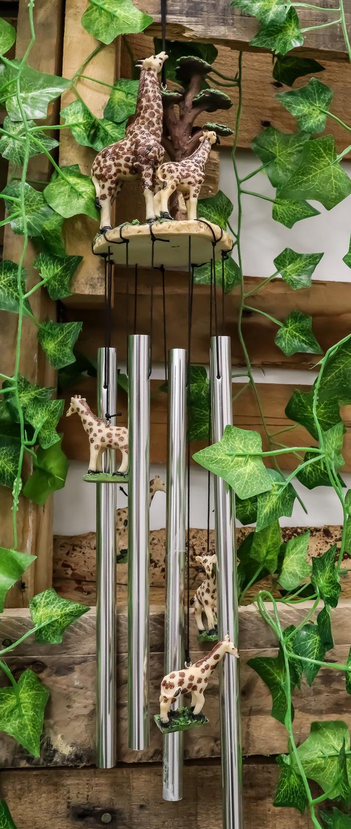 ebros gift Ebros Safari Giraffe Mother And Calf By The Trees Resonant Relaxing Wind Chime