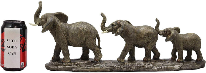 Ebros Gift Ebros Safari Savanna Trio Marching Elephants Father And 2 Calves On A Single File Statue 17.5" Long Elephant Family Migration Figurine Sculpture Decor Gifts Feng Shui Vastu Symbol Of Luck And Fortune