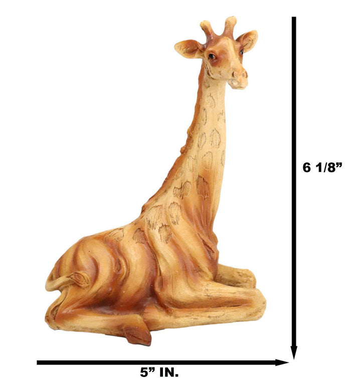 Ebros Gift Ebros Safari Savannah Sitting Giraffe Statue 6.25"Tall Faux Wood Resin Wildlife Giraffe Figurine