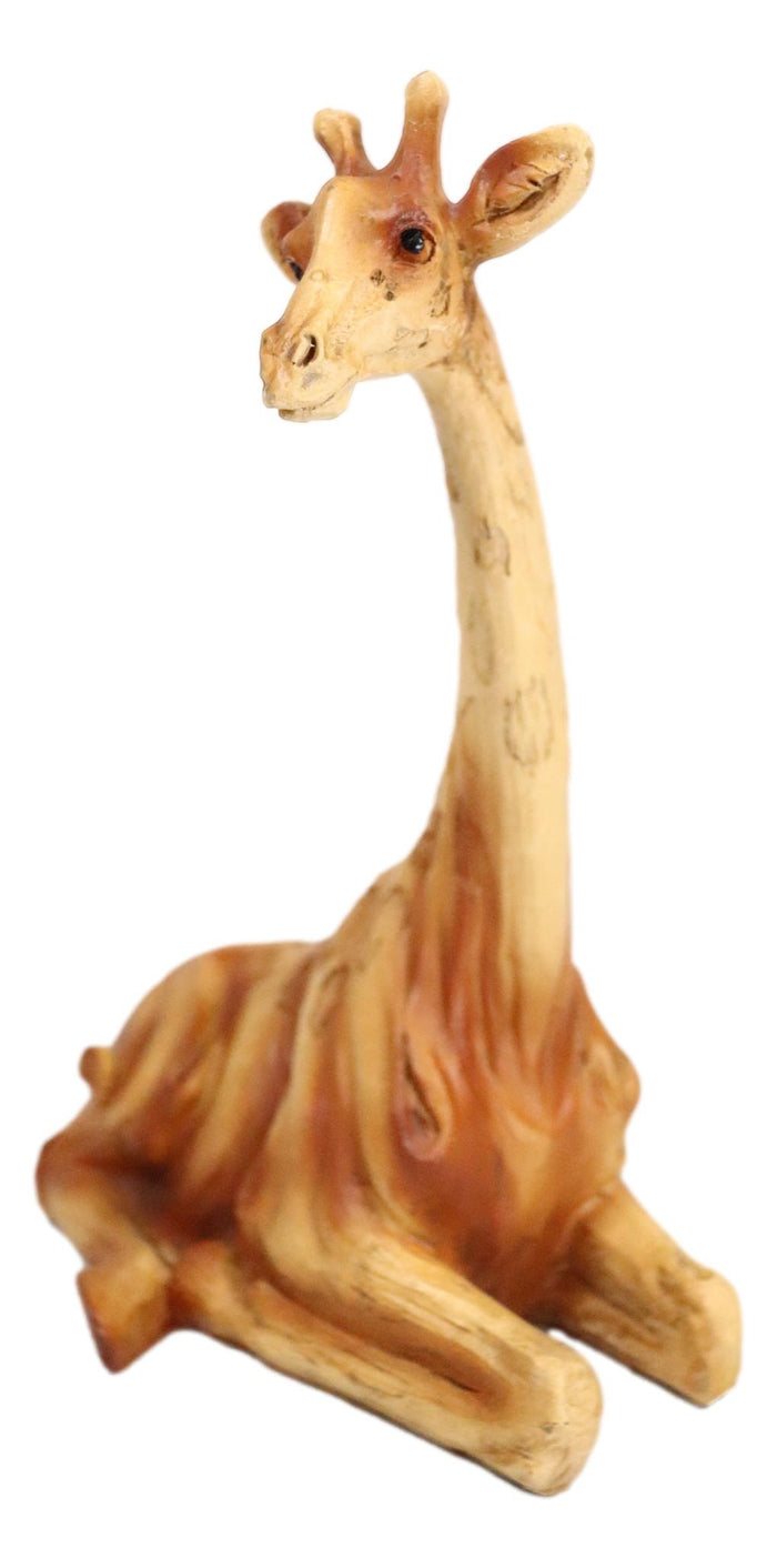 Ebros Gift Ebros Safari Savannah Sitting Giraffe Statue 6.25"Tall Faux Wood Resin Wildlife Giraffe Figurine