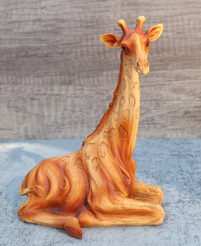 ebros gift Ebros Safari Savannah Sitting Giraffe Statue 6.25"Tall Faux Wood Resin Wildlife Giraffe Figurine
