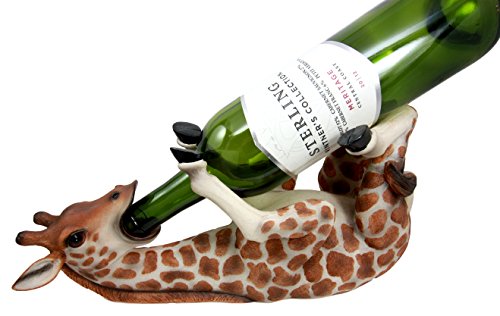 Ebros Gift Ebros Safari Tall Drink Thirsty Long Necked Giraffe Wine Bottle Holder Caddy Figurine Home Kitchen Party Hosting Decor Sculpture Of Savanna Grasslands Wild Animals Giraffes Perfect Housewarming Gift