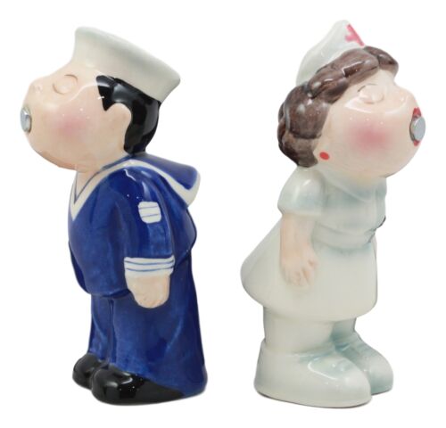 Ebros Gift Ebros Sailor Kissing Nurse Salt And Pepper Shakers Set Ceramic Tabletop Decor