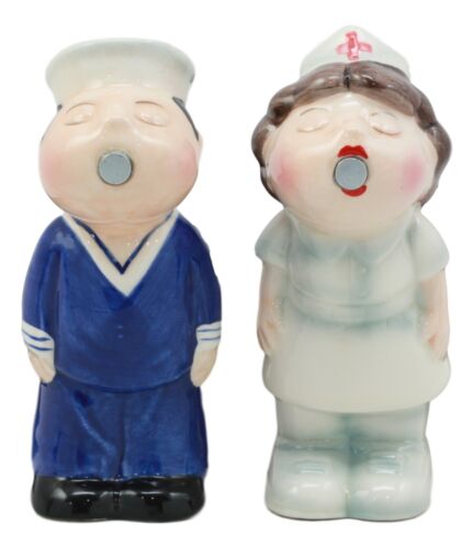 Ebros Gift Ebros Sailor Kissing Nurse Salt And Pepper Shakers Set Ceramic Tabletop Decor