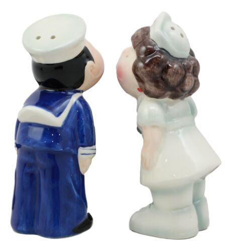 Ebros Gift Ebros Sailor Kissing Nurse Salt And Pepper Shakers Set Ceramic Tabletop Decor