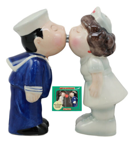 ebros gift Ebros Sailor Kissing Nurse Salt And Pepper Shakers Set Ceramic Tabletop Decor