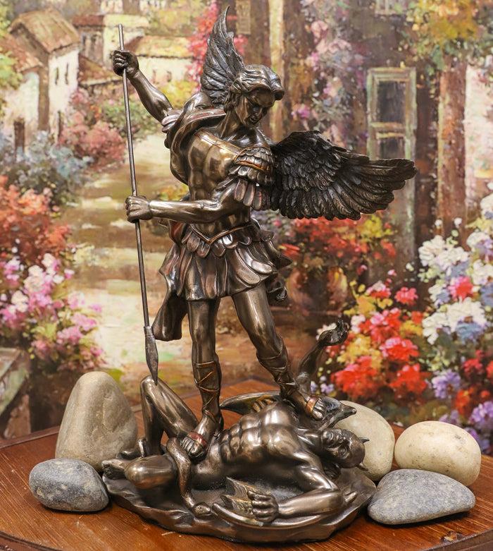 Ebros Gift Ebros Saint Archangel Michael Piercing Lucifer With Spear Decor Figurine 10.25"H