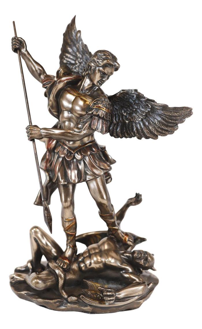 Ebros Gift Ebros Saint Archangel Michael Piercing Lucifer With Spear Decor Figurine 10.25"H
