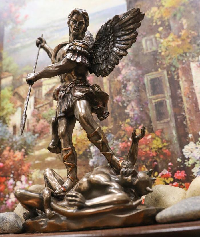 ebros gift Ebros Saint Archangel Michael Piercing Lucifer With Spear Decor Figurine 10.25"H