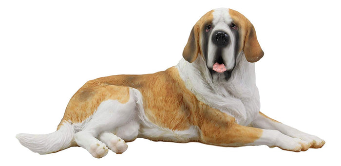 Ebros Gift Ebros Saint Bernard Dog Statue 10.5"L Dogs Breed Gallery Quality Glass Eyes