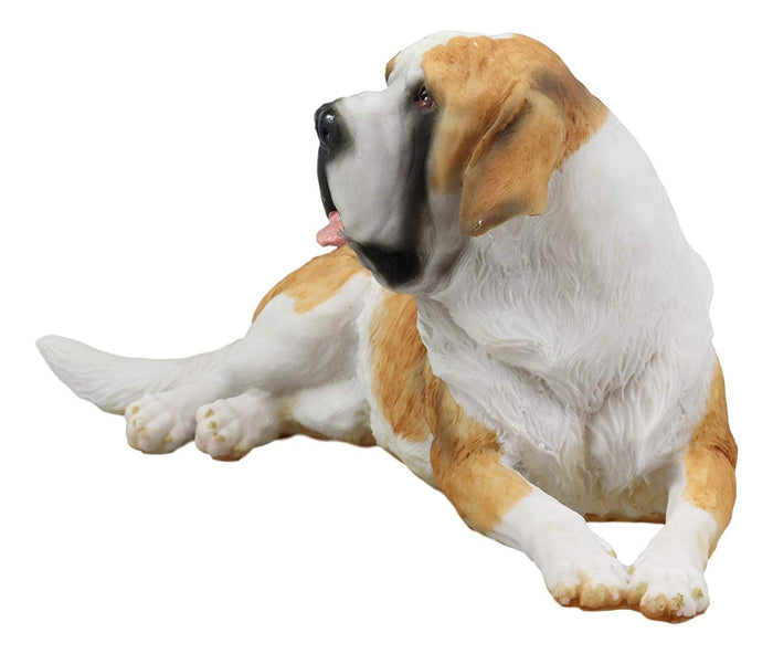 Ebros Gift Ebros Saint Bernard Dog Statue 10.5"L Dogs Breed Gallery Quality Glass Eyes