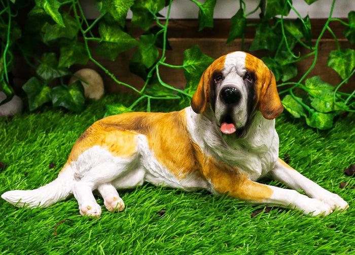 ebros gift Ebros Saint Bernard Dog Statue 10.5"L Dogs Breed Gallery Quality Glass Eyes