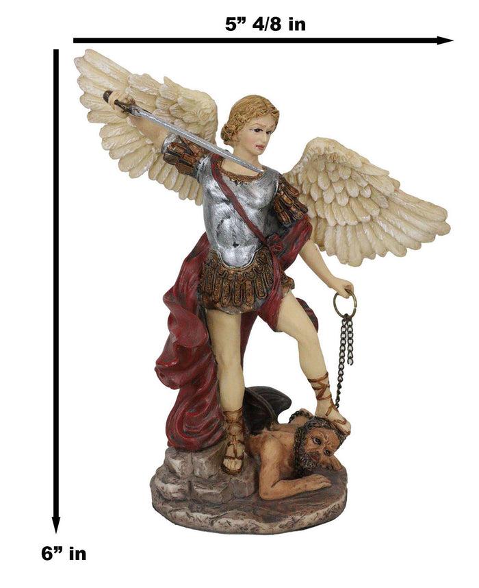 Ebros Gift Ebros Saint Michael Defeating Satan Figurine Archangel Michael Small 6.25" H