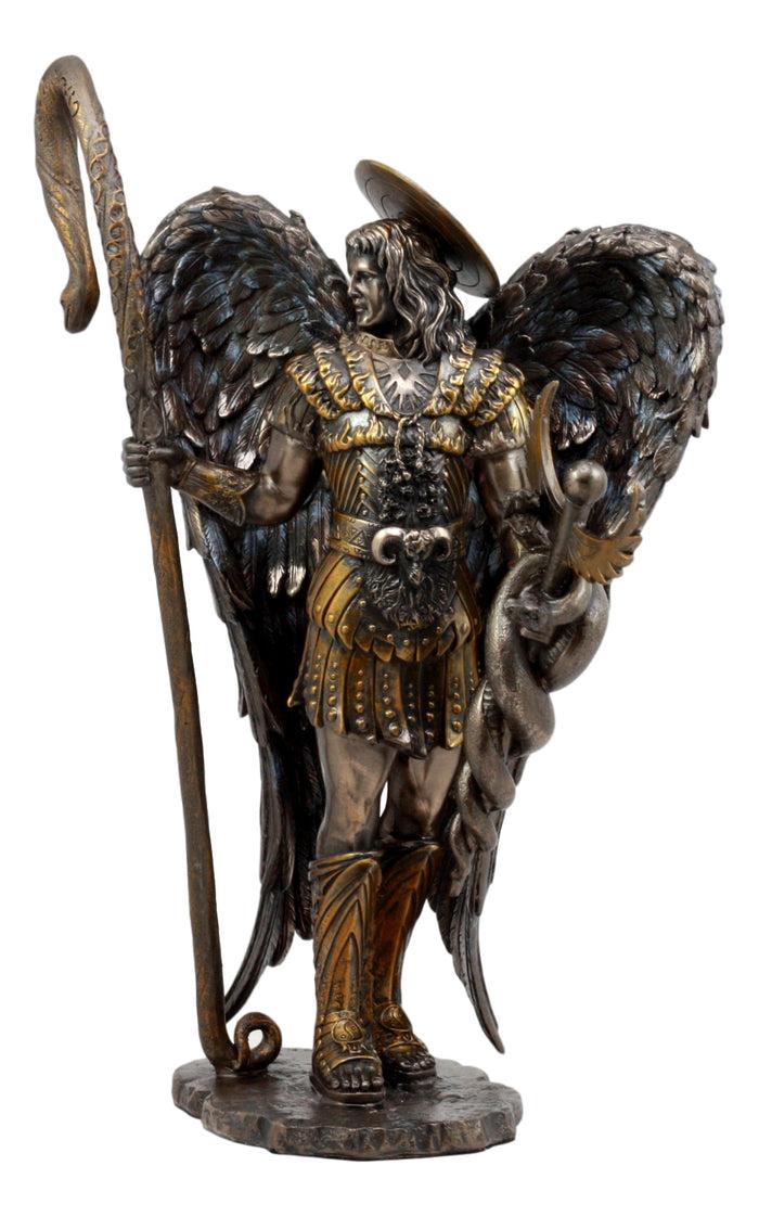 Ebros Gift Ebros Saint Raphael The Archangel Holding Healing Staff Statue 13"H Catholic Saint Decorative Figurine