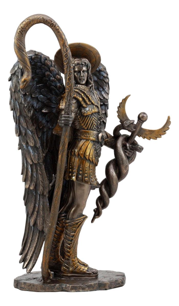 Ebros Gift Ebros Saint Raphael The Archangel Holding Healing Staff Statue 13"H Catholic Saint Decorative Figurine