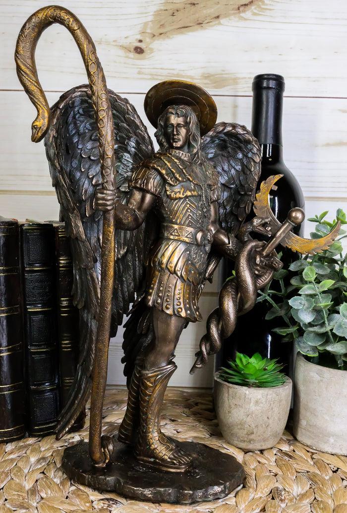 ebros gift Ebros Saint Raphael The Archangel Holding Healing Staff Statue 13"H Catholic Saint Decorative Figurine