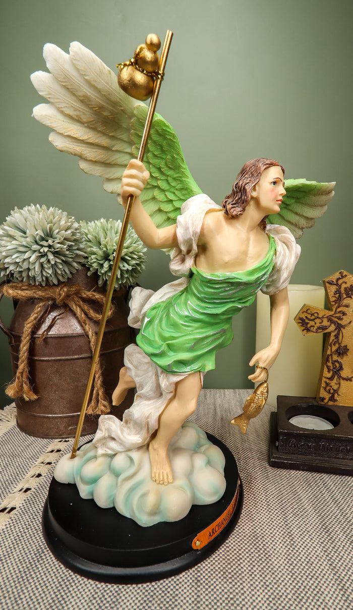 ebros gift Ebros Saint Raphael with Healing Staff Statue 10.25" H with Brass Name Plate