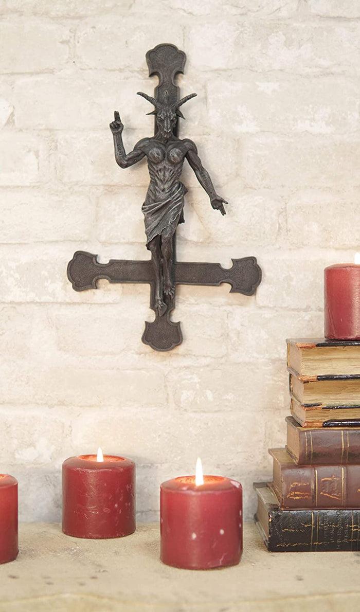 Ebros Gift Ebros Samael Lilith Baphomet On Inverted Cross Hanging Wall Decor Plaque 12.25"H