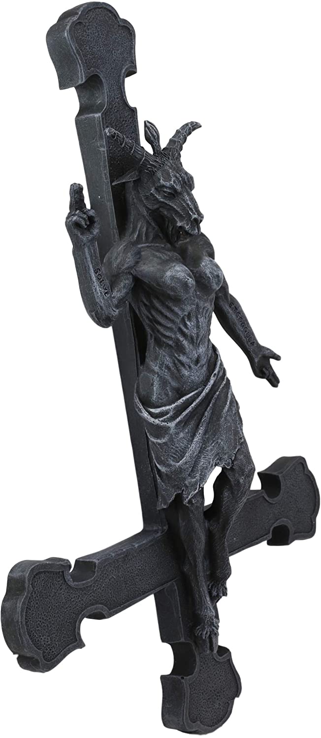Ebros Gift Ebros Samael Lilith Baphomet On Inverted Cross Hanging Wall Decor Plaque 12.25"H