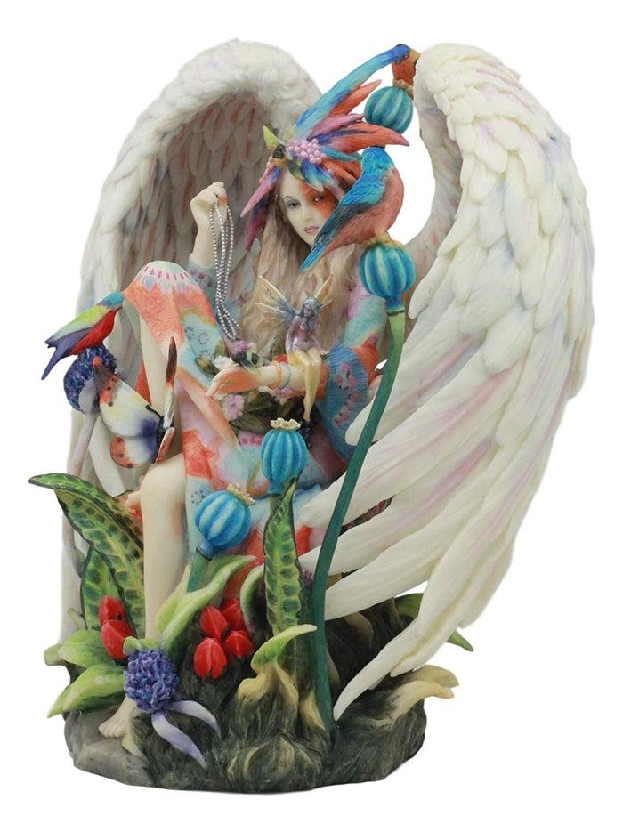 Ebros Gift Ebros Sanctuary Sheila Wolk Angel Statue 8.5"Tall Angelic Beauty In Wildlife Nature Figurine