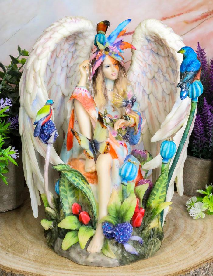 ebros gift Ebros Sanctuary Sheila Wolk Angel Statue 8.5"Tall Angelic Beauty In Wildlife Nature Figurine