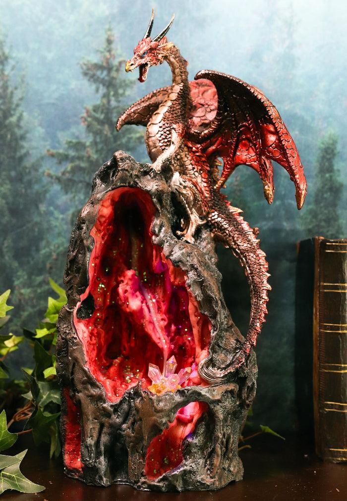 Ebros Gift Ebros Sapphire Dragon On LED Light Crystal Mountain Backflow Incense Burner Figurine