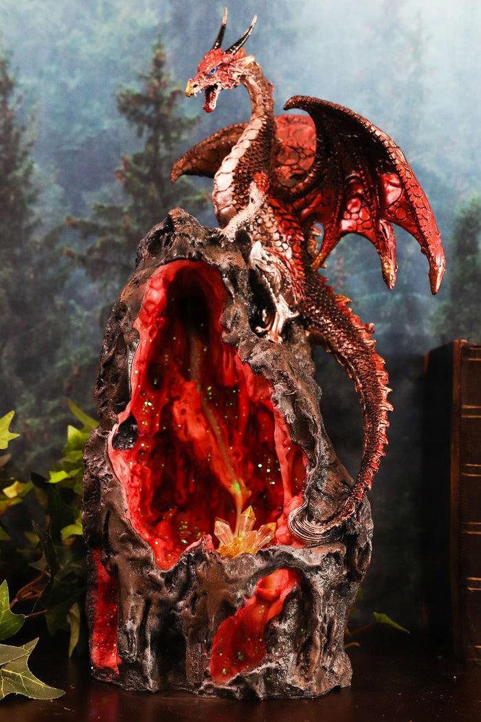 ebros gift Ebros Sapphire Dragon On LED Light Crystal Mountain Backflow Incense Burner Figurine