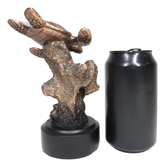 Ebros Gift Ebros Sea Turtle Swimming By Corals Starfish Electroplated Bronze Resin Statue