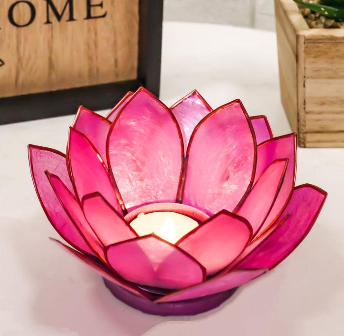 ebros gift Ebros Seashells Lotus Flower Votive Tea Light Candle Holder 4.25"D (Coral Pink)