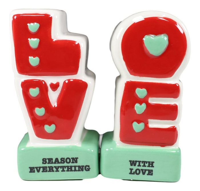 Ebros Gift Ebros Season Everything With LOVE Word Cutout Art Magnetic Salt And Pepper Shakers Set
