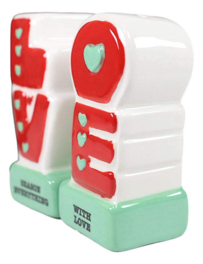 Ebros Gift Ebros Season Everything With LOVE Word Cutout Art Magnetic Salt And Pepper Shakers Set