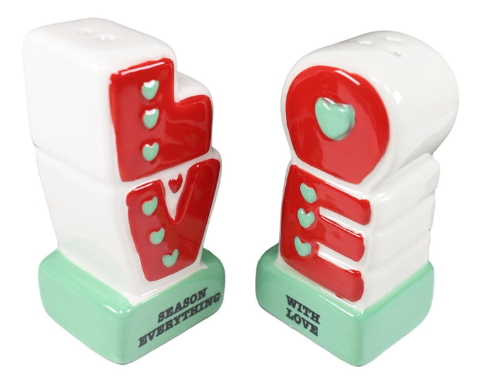 Ebros Gift Ebros Season Everything With LOVE Word Cutout Art Magnetic Salt And Pepper Shakers Set