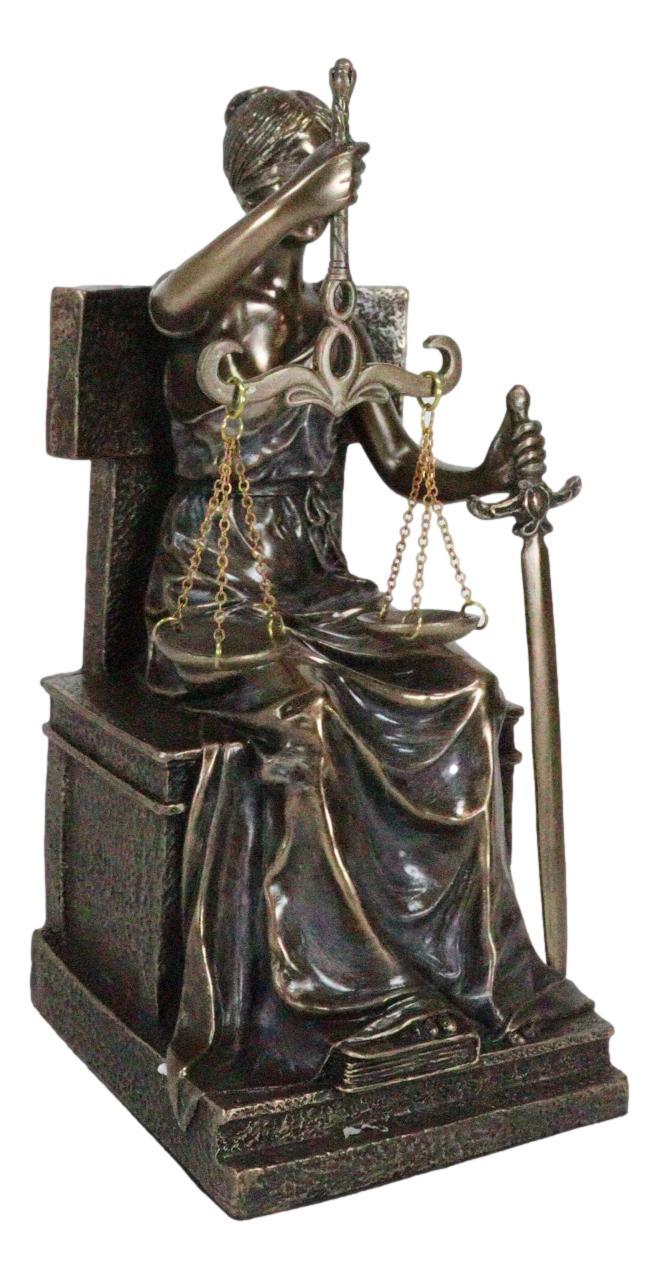Ebros Gift Ebros Seated Lady Justice In Blindfold With Scales And Sword Statue 8.25" Tall