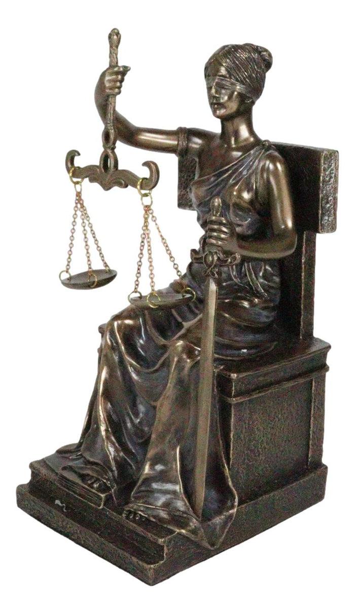 Ebros Gift Ebros Seated Lady Justice In Blindfold With Scales And Sword Statue 8.25" Tall
