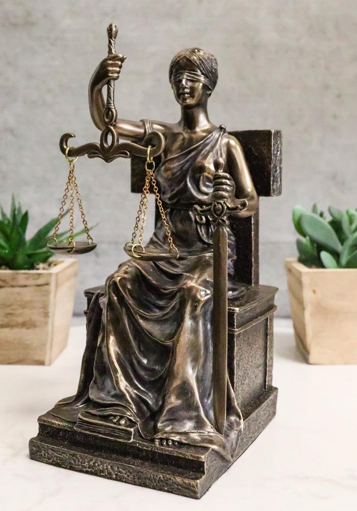 ebros gift Ebros Seated Lady Justice in Blindfold with Scales and Sword Statue 8.25" Tall