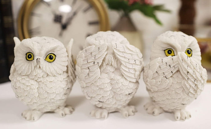 ebros gift Ebros See Hear Speak No Evil Fat Baby White Owls Figurines Set of 3 Mini Decor