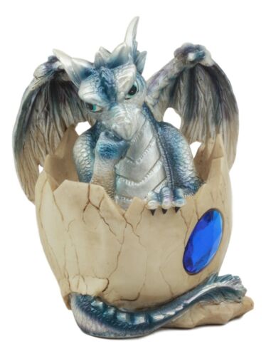 Ebros Gift Ebros September Birthstone Dragon Egg Statue 4.25" Tall Blue Sapphire September Birthstone Gem Symbol Hatchling Dragon Collector Figurine